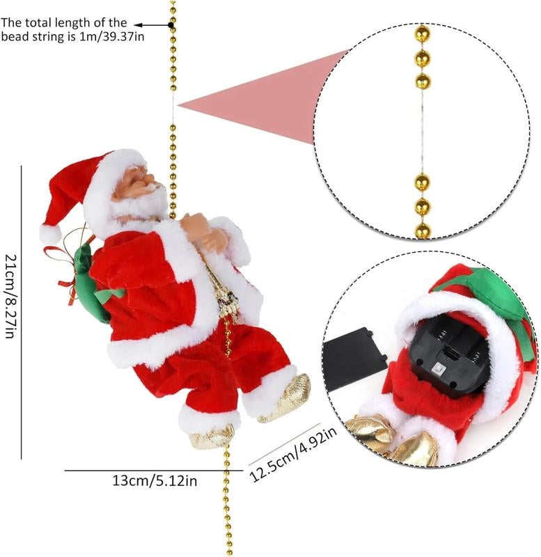 (🔥2023 BEST GIFT TO FAMILY🔥)Electric Chimney Climbing Santa Claus Musical Toys